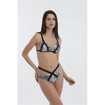 Sunset sabit silikonlu kaplı üçgen bikini - siyah
