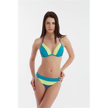 Sunset sabit silikonlu kaplı üçgen bikini - sarı