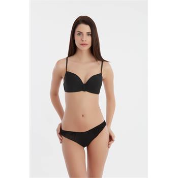Sunset sabit silikonlu balenli bikini - siyah