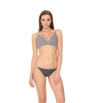 Dagi sabit silikonlu balenli bikini - siyah