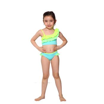 Sunset fırfırlı kız çocuk bikini - turkuaz