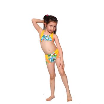 Sunset yüzücü şortlu kız çocuk bikini - sarı