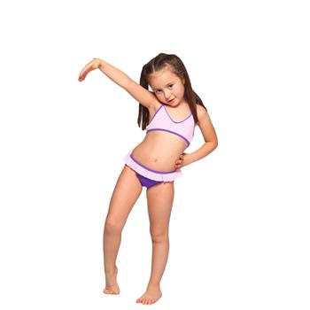 Sunset geniş üçgen fırfırlı kız çocuk bikini - mor