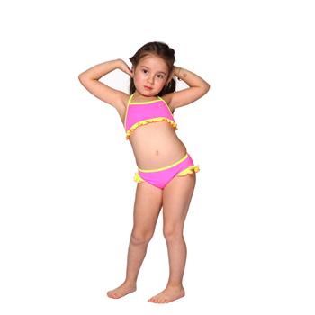 Sunset fırfırlı kız çocuk bikini - pembe