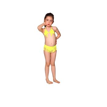 Sunset küçük üçgen kız çocuk bikini - fosforlu sarı