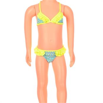 Sunset küçük üçgen fırfırlı kız çocuk bikini - mavi
