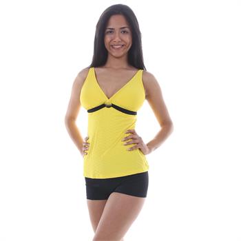 Argento geniş üçgen toplayıcı şortlu tankini - sarı