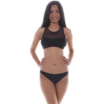 Estiva yüzücü tüllü bikini - siyah
