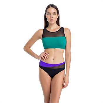Dagi yüzücü tüllü bikini - siyah