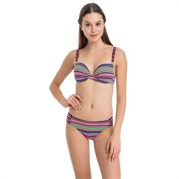 Dagi sabit silikonlu balenli bikini - pembe
