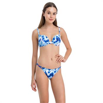 Dagi sabit silikonlu balenli bikini - saks mavi