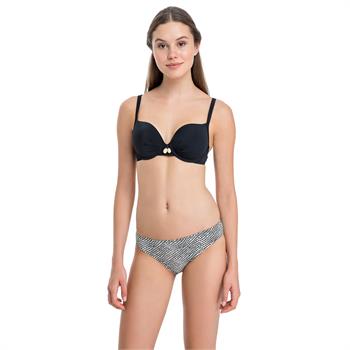 Dagi sabit silikonlu balenli bikini - siyah