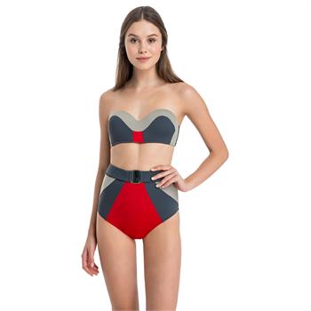 Dagi balenli çıkabilen silikonlu retro bikini - antrasit