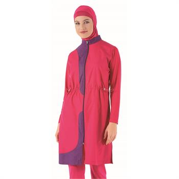 Estiva uzun kol boneli kapalı mayo - fuşya