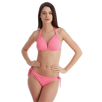Sunset sabit silikonlu kaplı üçgen bikini - pembe
