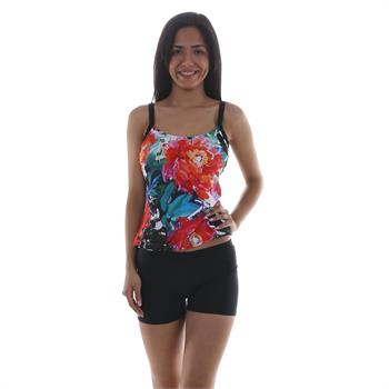 Reyna toplayıcı şortlu tankini - karışık