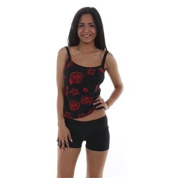 Reyna toplayıcı şortlu tankini - siyah