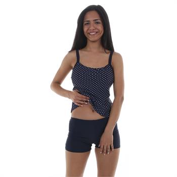 Reyna toplayıcı şortlu tankini - lacivert