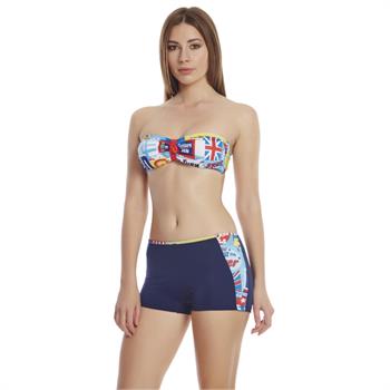 Dagi straplez şortlu bikini - lacivert