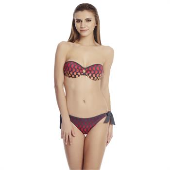 Dagi sabit silikonlu straplez bikini - gri