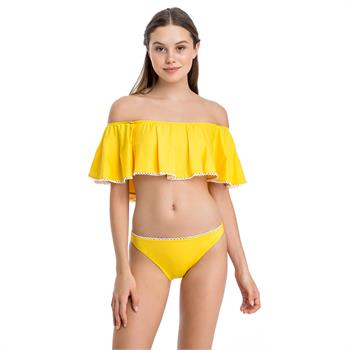 Dagi toplayıcı fırfırlı bikini - sarı