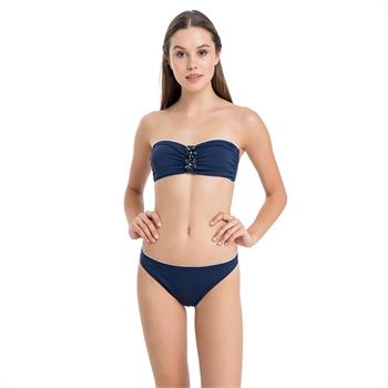 Dagi straplez boncuklu bikini - lacivert