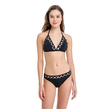 Dagi boncuklu tüllü bikini - siyah