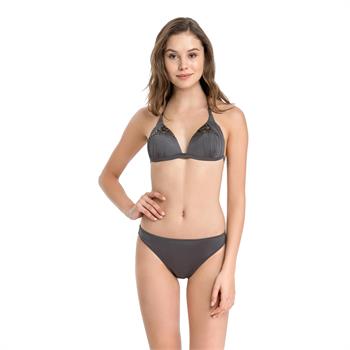Dagi kaplı üçgen boncuklu bikini - gri
