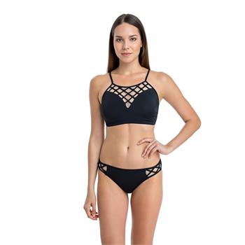 Dagi toplayıcı boncuklu tüllü bikini - siyah