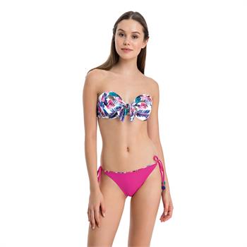 Dagi sabit silikonlu balenli bikini - fuşya