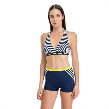 Dagi geniş üçgen toplayıcı şortlu bikini - lacivert