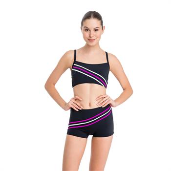Dagi toplayıcı şortlu bikini - siyah