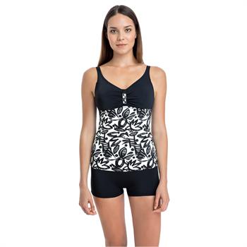 Dagi toplayıcı şortlu tankini - siyah