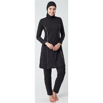 Pierre cardin toplayıcı uzun kol boneli kapalı mayo - siyah