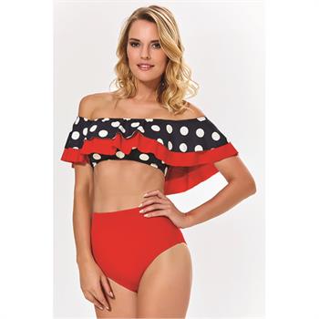 Argento toplayıcı fırfırlı bikini - lacivert