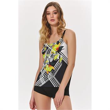 Argento toplayıcı şortlu tankini - siyah