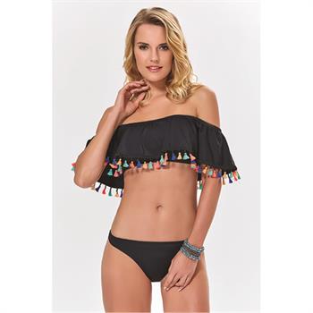 Argento toplayıcı fırfırlı bikini - siyah