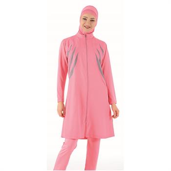 Estiva uzun kol boneli kapalı mayo - pembe
