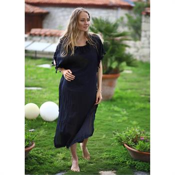 Troya pamuklu tunik - siyah
