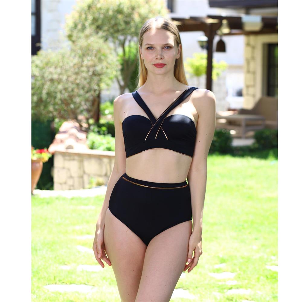 Dagi balenli parlak çıkabilen silikonlu retro bikini