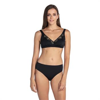Dagi geniş üçgen toplayıcı boncuklu bikini - siyah