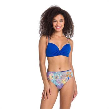 Dagi sabit silikonlu balenli boncuklu bikini - saks mavi