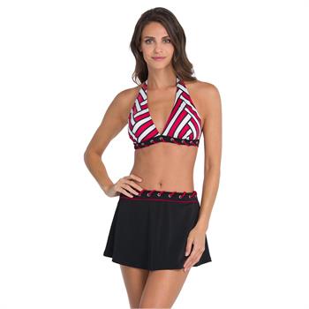 Dagi geniş üçgen etekli bikini - siyah