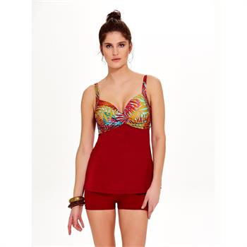 Argento balenli şortlu tankini - bordo