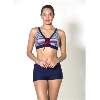 Estiva geniş üçgen toplayıcı şortlu bikini - lacivert