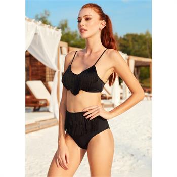 Pierre cardin geniş üçgen retro bikini - siyah