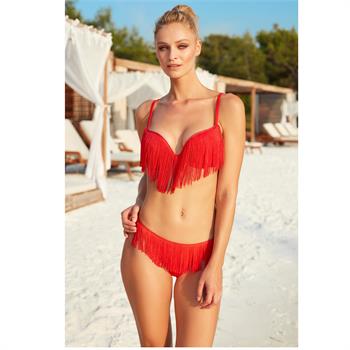 Pierre cardin sabit silikonlu balenli bikini - kırmızı