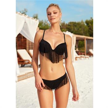 Pierre cardin sabit silikonlu balenli bikini - siyah
