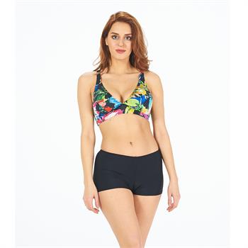 Estiva geniş üçgen toplayıcı şortlu bikini - siyah