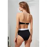 Pierre Cardin Sabit Silikonlu Straplez Retro Bikini Siyah U